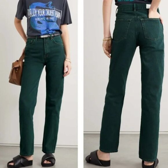 RE/DONE Jeans Women's Size 27 Washed Evergreen 90s Loose High-Rise Straight-Leg